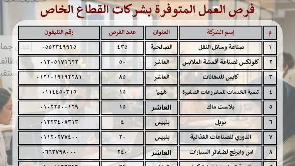 توفير 1396 فرصة عمل جديدة في الشرقية